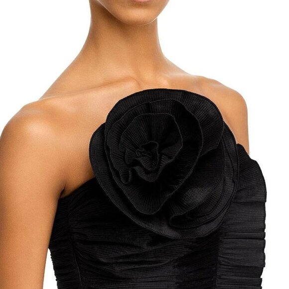 RONNY KOBO ! Daniel Strapless Gathered Ruffle Trim Rosette Mini Dress, M - Picture 4 of 13